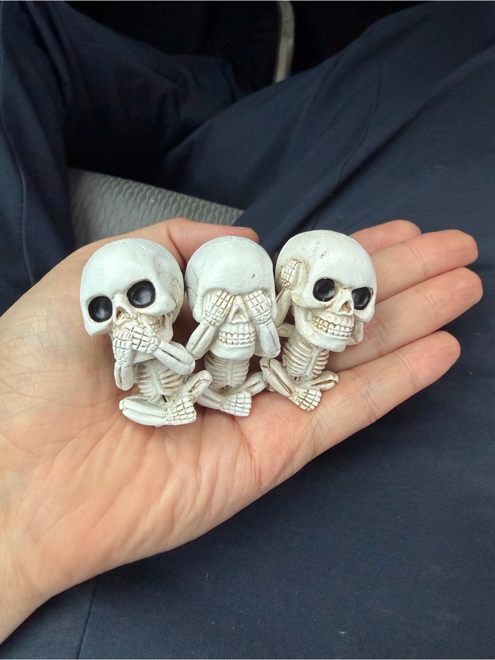 Three Wise Skulls Car Air Freshener — See No, Hear No, Speak No Evil Skeleton